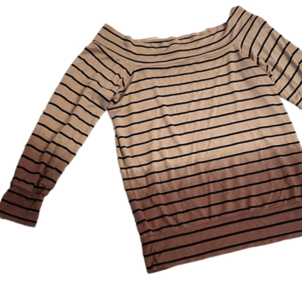 Womens Lucky Brand light mauve & purple ombre striped off shoulder top size M.